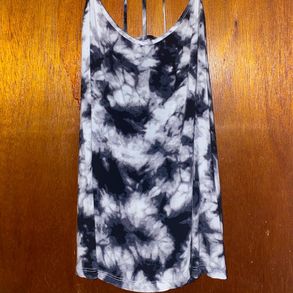 black and white tie-dye tank top